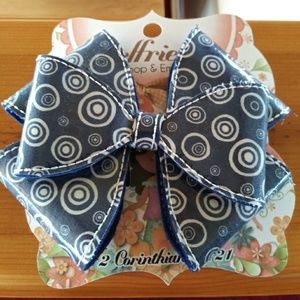 Handmade Circle Blue Hair Bow